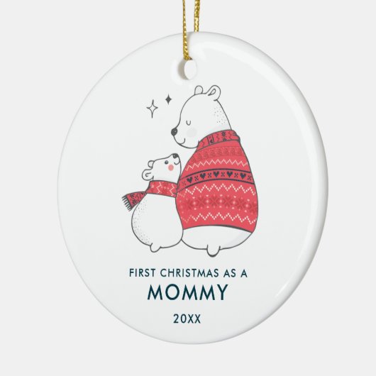 ママ&ベビーベアパーソナライズされたー第1クリスマスズAs a Mommy セラミックオーナメント (左)