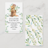 ママ&ベビーベアベビーシャワーおむつラッフルチケット エンクロージャーカード (正面/裏面)