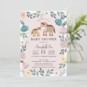 ママ&ベビーホースピンクフローラガーデンベイビーシャワー 招待状 (スタンド正面)