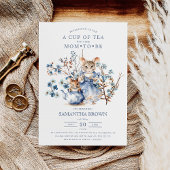 ママ&ベビーマウスブルーワイルドフラワーベビーシャワー 招待状