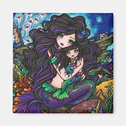 ママ&ベビーマーメイドファンタジーマリンアートハンナリン マグネット (正面)