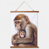 ママ&ベビーモンキーウォーター色 吊り下げ型タペストリー (正面)