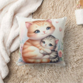 ママ&ベビー猫 クッション (ブランケット)