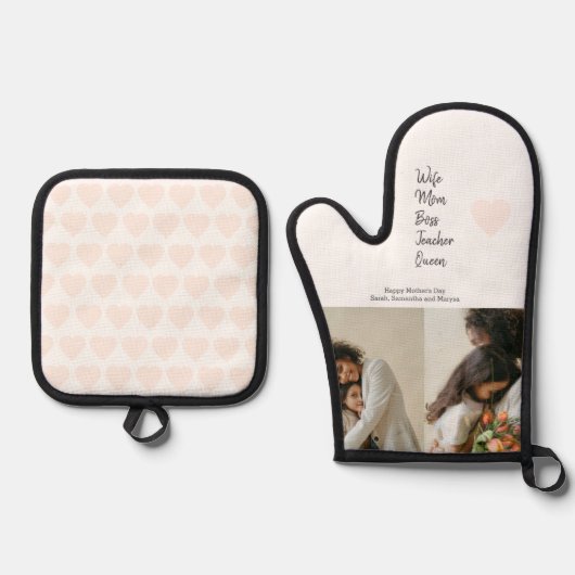 ママ、ボス、先生、または妻のためのギフト –  鍋つかみ&鍋敷きセット (正面)