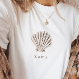ママ ボヘミアン ビーチ 貝 新生児お披露目会 Tシャツ