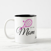 ママ マザーズ・デイ・ピンクブラックテニスラケットボール ツートーンマグカップ (左)