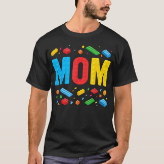 ママ マスタービルダー ビルディング ブリック ブロック ファミリー Tシャツ