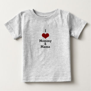 ママ&ママママ赤いハート ベビーTシャツ