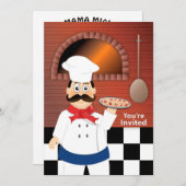 ママ·ミア·ピザ·フェスト·シェフがピザを作る 招待状 (正面/裏面)