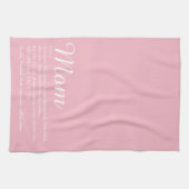 ママ、ムーム、マザー定義スクリプトピンク キッチンタオル (横)