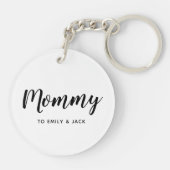 ママ |モダン母の子が母の日を名付ける キーホルダー (裏面)