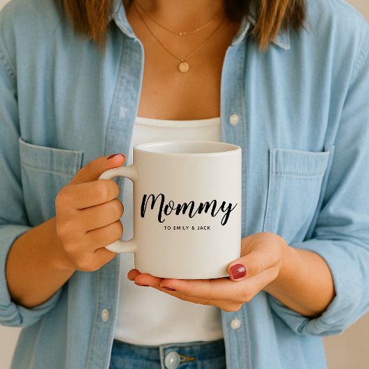 ママ |モダン母の子が母の日を名付ける コーヒーマグカップ