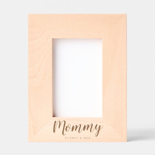 ママ |モダン母の子が母の日を名付ける レーザー彫刻フレーム (正面)