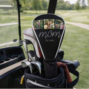 ママ　モダン　ボールド　スクリプト　ブラック　３　フォト ゴルフヘッドカバー