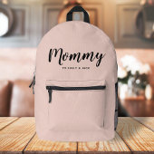 ママ |モダン Mom Kids Names赤面ピンク プリントバックパック