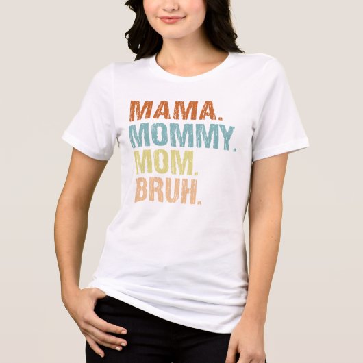 ママ モミー お母さん ブルー 少年ママ 母の日 トライブレンドTシャツ (正面)