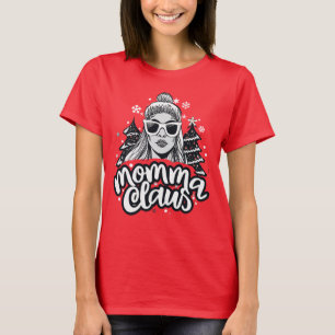 ママ・モンマ・クラウス・サンタ・面白いクリスマスパジャマ Tシャツ