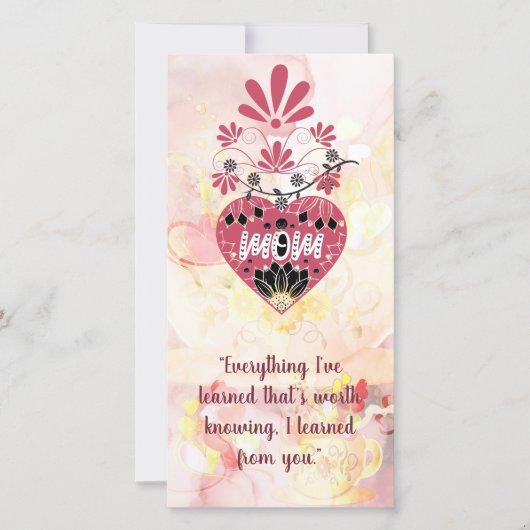 ママ ラブ ハート フラワーモチーフ 母の日名言 シーズンカード (正面)