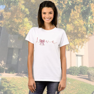 ママ ラブ ピンク リボン Tシャツ