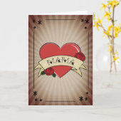 ママ ヴィンテージ ハート ローズ タトゥー 母の日 カード (黄色い花)