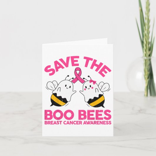 ママ、乳がんを救え 面白いハロウィーン Boo Bee カード (正面)