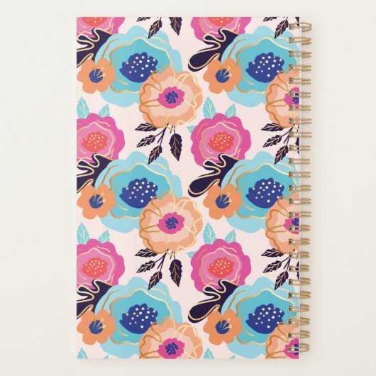 ママ、妻、ボスベイブ | はっきりした花模様と金ゴールドスクリプト プランナー手帳 (裏面)