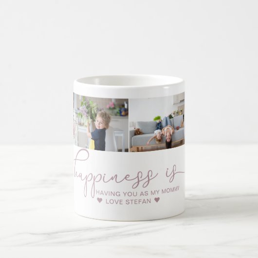 ママ |幸せとはハート書6枚の写真 コーヒーマグカップ (中央)