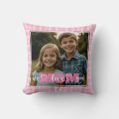 ママ　愛してるよ　ピンクのチェックの写真　母の日 クッション (正面)