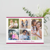 ママ　愛してる　５枚の写真の コラージュ　ピンクのグリッター カード (スタンド正面)