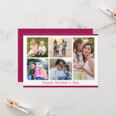 ママ　愛してる　５枚の写真の コラージュ　ピンクのグリッター カード (正面/裏面インサイチュ)
