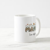 ママ、母の日カスタムネーム フラワー コーヒーマグカップ (正面右)