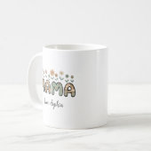 ママ、母の日カスタムネーム フラワー コーヒーマグカップ (正面左)