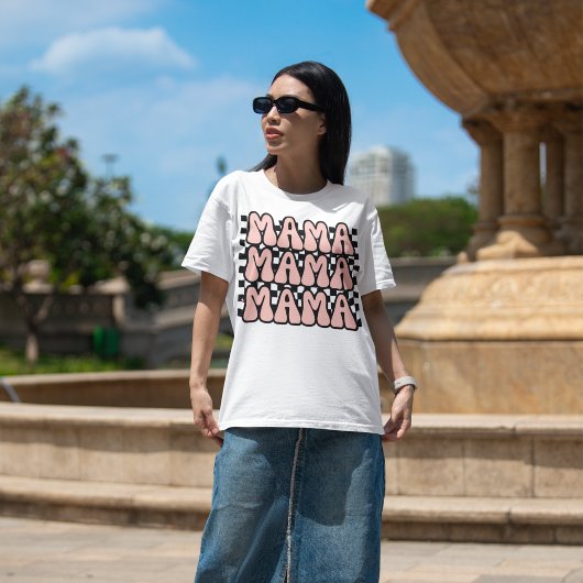ママ 母の日 レトロ ピンク Tシャツ