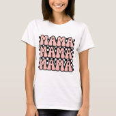 ママ 母の日 レトロ ピンク Tシャツ (正面)