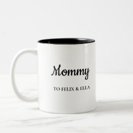 ママ |母モダンの日の子供の名前 ツートーンマグカップ
