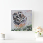 ママ……-水彩絵画の スクエア壁時計 (ホーム)