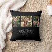ママ 現代スクリプト ブラック 3 フォト クッション (ブランケット)