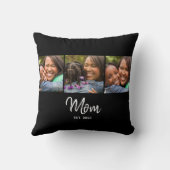 ママ 現代スクリプト ブラック 3 フォト クッション (裏面)