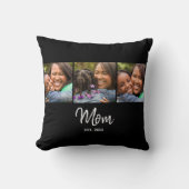 ママ 現代スクリプト ブラック 3 フォト クッション (正面)