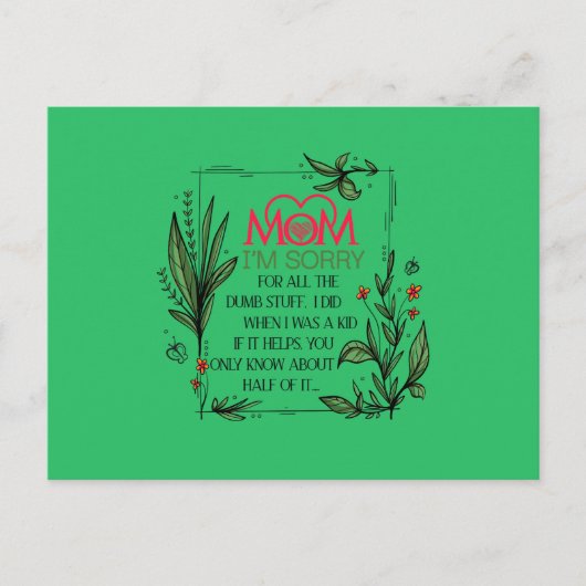 ママ、私が馬鹿なことをしてごめんね ポストカード (正面)