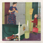 ママ、私は私の部屋を掃除したの！ ガラスコースター (正面)