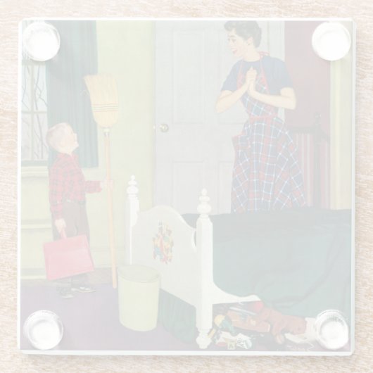 ママ、私は私の部屋を掃除したの！ ガラスコースター (裏面)