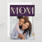 ママ | 紫モダンの幸せな母の日札 シーズンカード (正面/裏面)