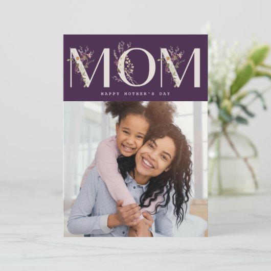 ママ | 紫モダンの幸せな母の日札 シーズンカード (スタンド正面)