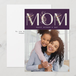 ママ   紫モダンの幸せな母の日札 シーズンカード