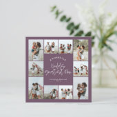 ママ 紫 エレガント モダン ミニマル フォト コラージュ 招待状 (スタンド正面)