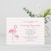 ママ + 赤ちゃん フラミンゴのベビーシャワー 招待状 (スタンド正面)