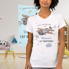 ママ 飛行機 時間が経つのは早い 1歳の誕生日 Tシャツ