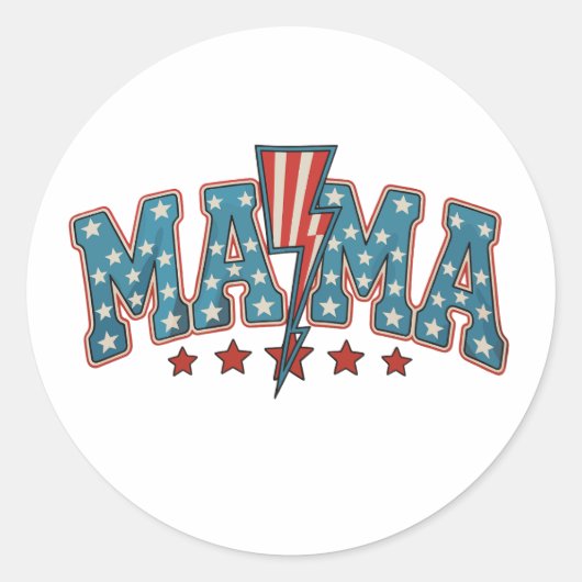 ママ 4th Of July 愛国者 ママ ライトニング ボルト ラウンドシール (正面)