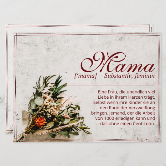 ママ – einfah unersetzlich – ブーケ (正面/裏面)